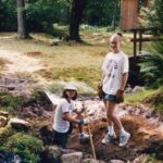 (39) Cathie and Niece Celeste Building a Dam at our Rhode Island House