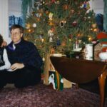 Christmas - Cathie and Peter and Allie by the Tree Medium